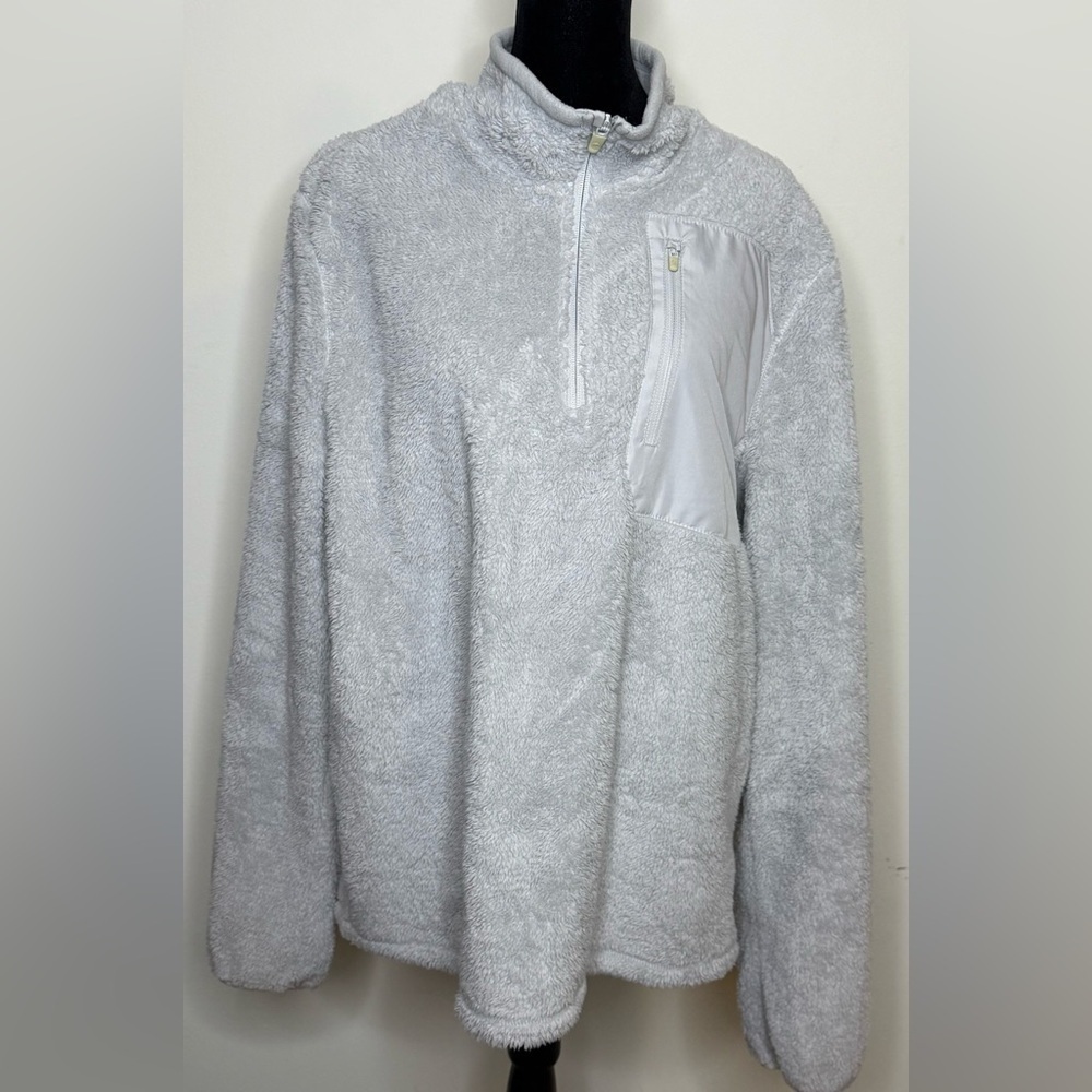 Champion 1/4 zip front fleece pullover light gray soft cozy front pocket Large - Picture 2 of 7